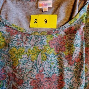 LLR Carly Dress size 3x Grey background yellow/dk pink & green flowers